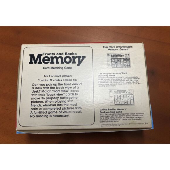 Vintage 1980 Milton Bradley Memory Fronts And Backs Matching Game COMPLETE - Picture 4 of 4
